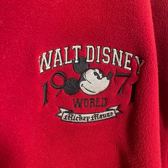 Walt Disney World Fleece Sweatshirt Adult XL Red Full Zip Mickey Mouse Classic - Picture 7 of 9